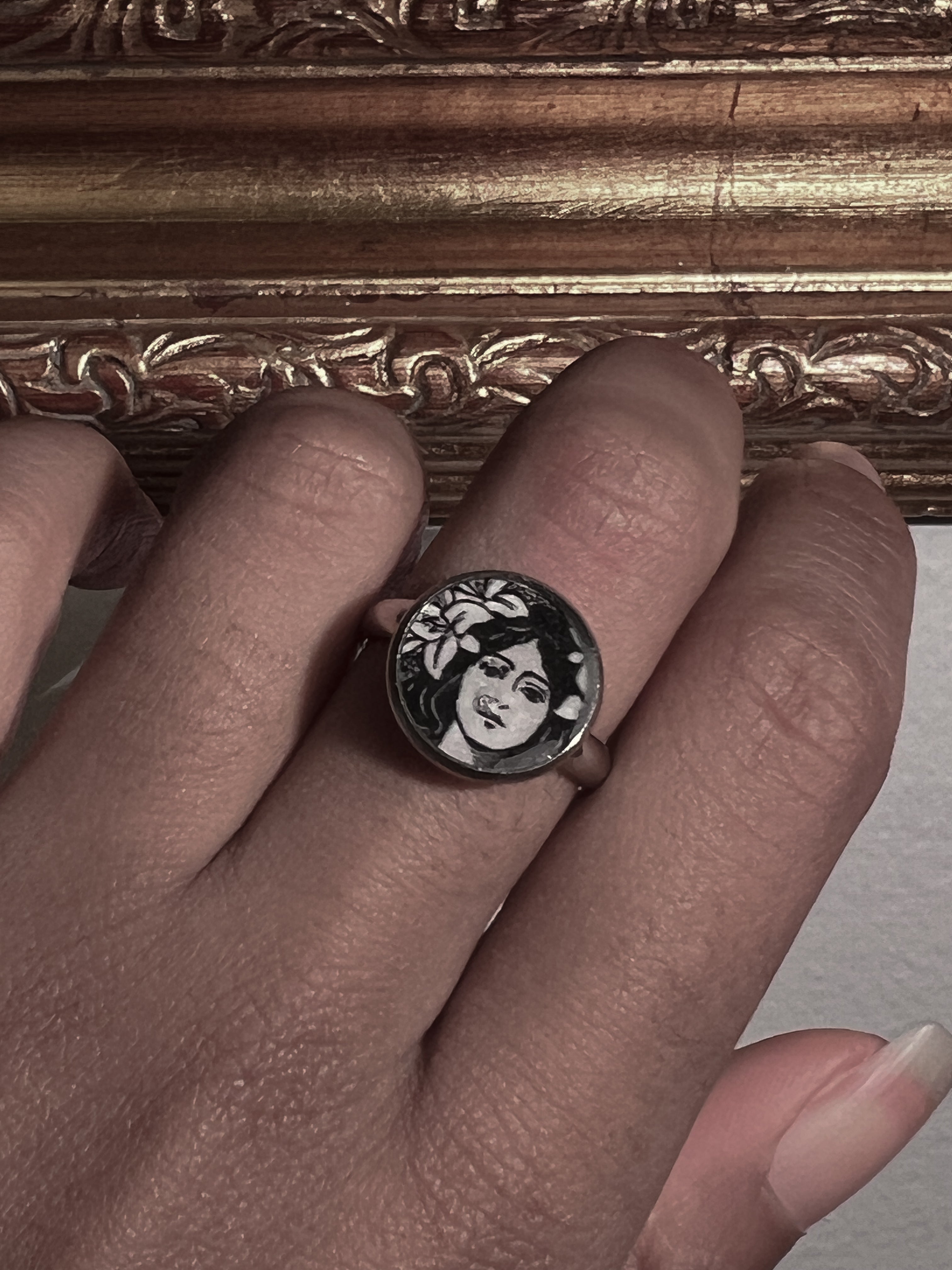VAIGE Imperfect! Silver art nouveau adjustable ring • handmade