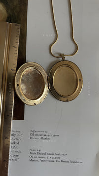 Vintage stone engraved locket necklace