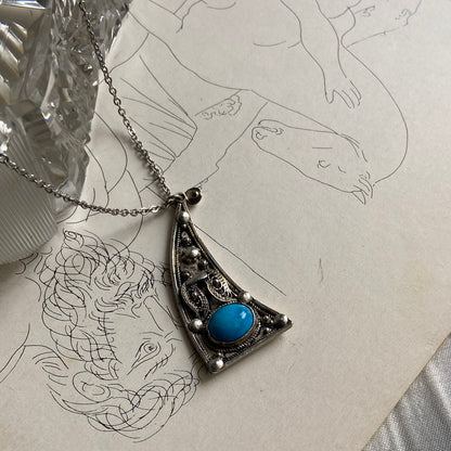 One-of-one | Silver blue stone necklace
