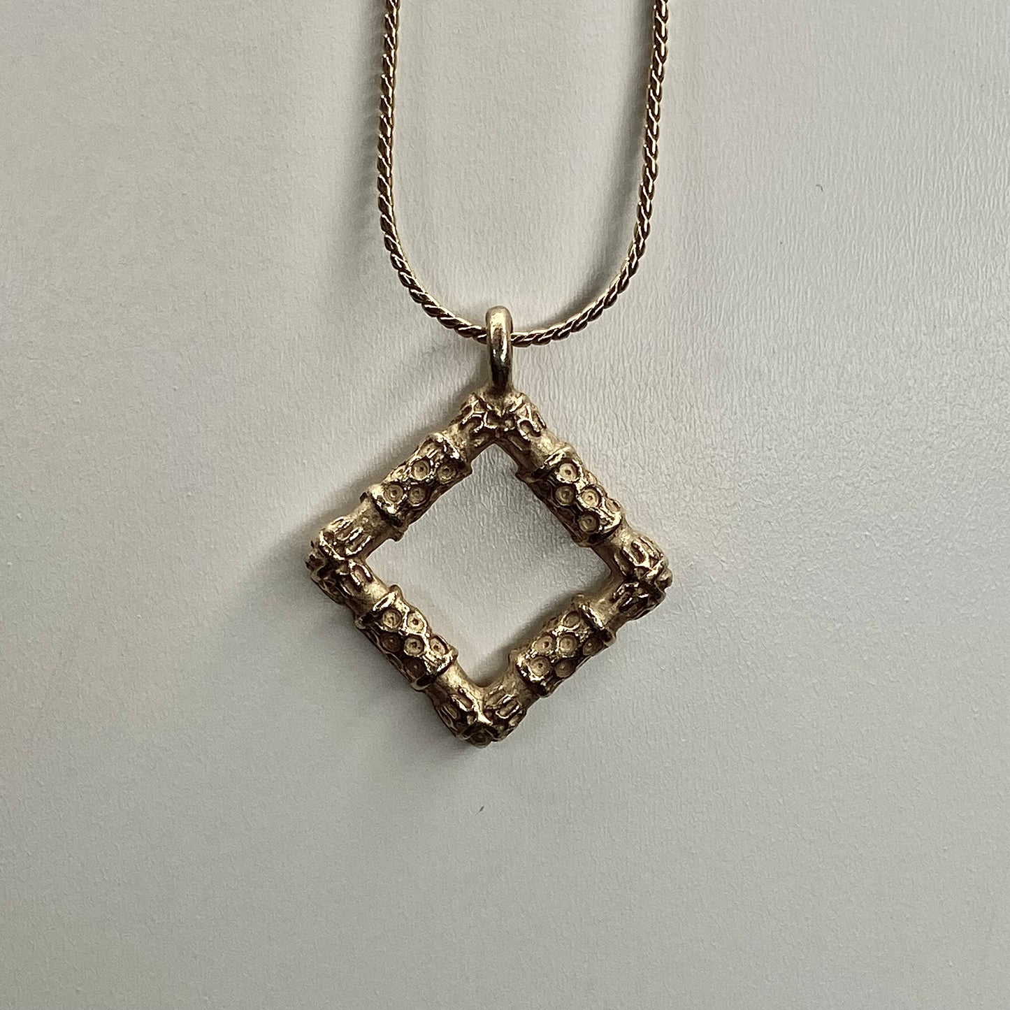 gold square engraved   pendant necklace • 16-18in — Vintage Collection • only 1 available • View all photos; item is thrifted/vintage and may show flaws.