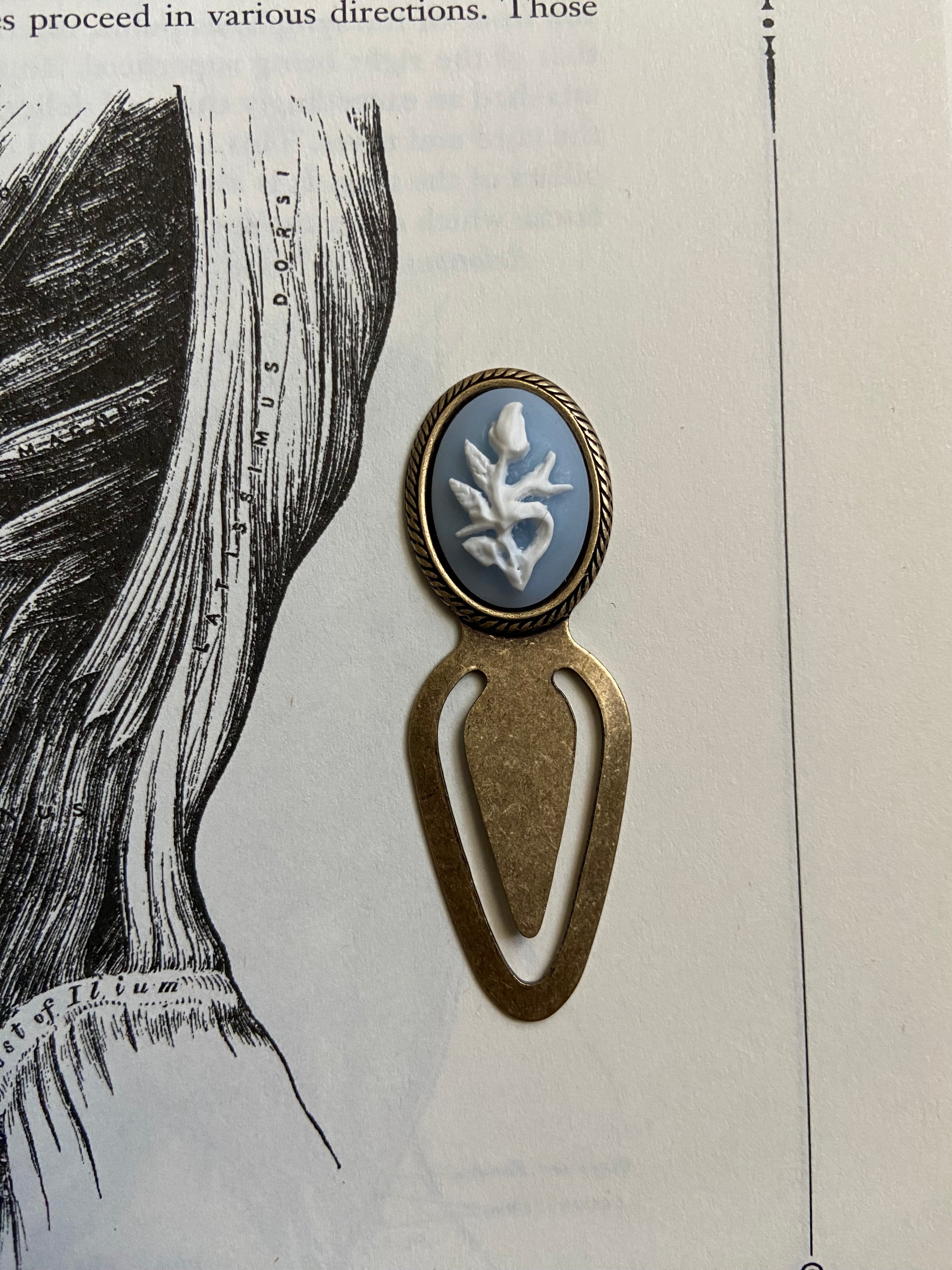 Handmade | Blue flower cameo bookmark