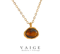 VAIGE Luxe Gold & Steel Tiger Stone Necklace