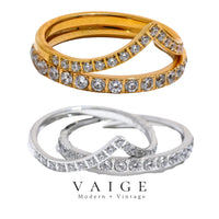 VAIGE Sparkling Gold Amia Double Layer Zirconia Ring