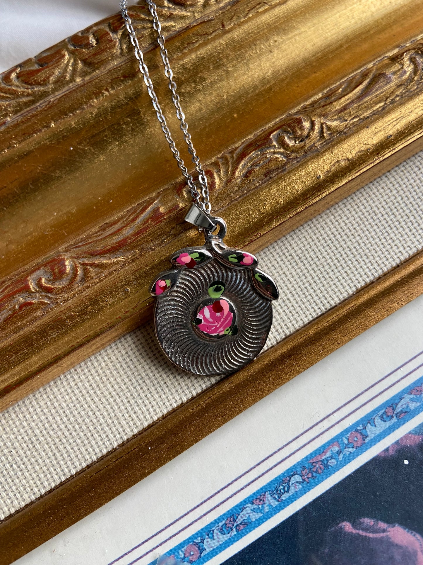 One-of-one | pink flower stainless steel Necklace