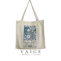 VAIGE Vintage Floral Elegance Tote Bag in Soft Blue and Cream