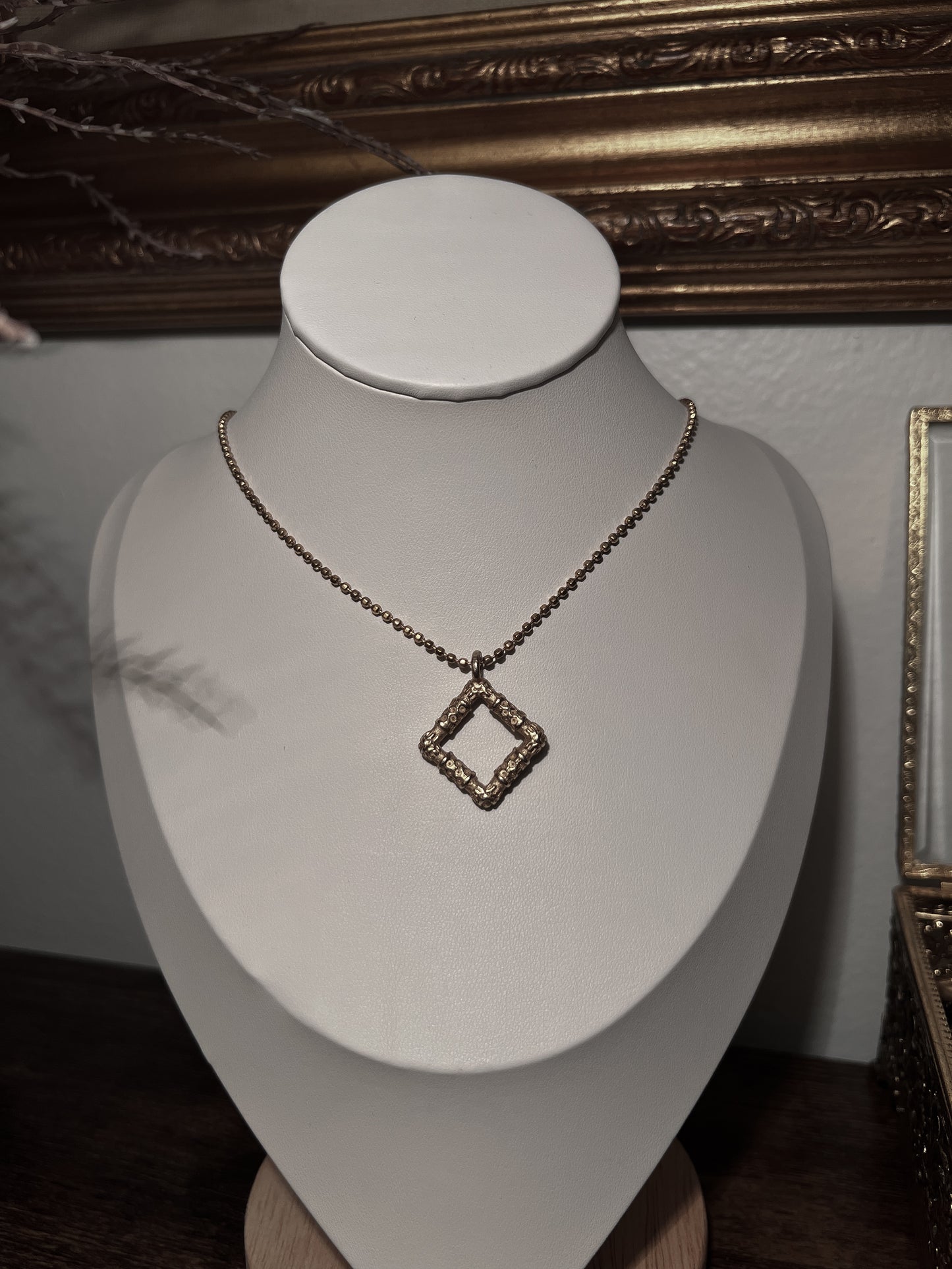 Vintage square gold necklace