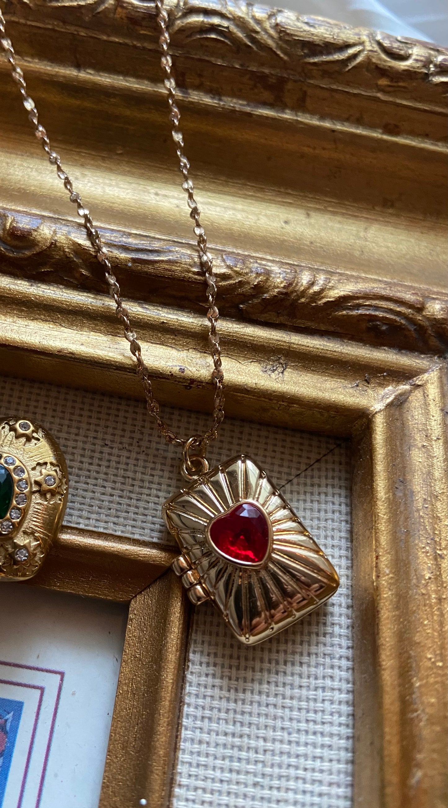 Red Heart Locket Book Necklace