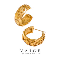 VAIGE Celestial Gold Stainless Steel Open Hoop Earrings