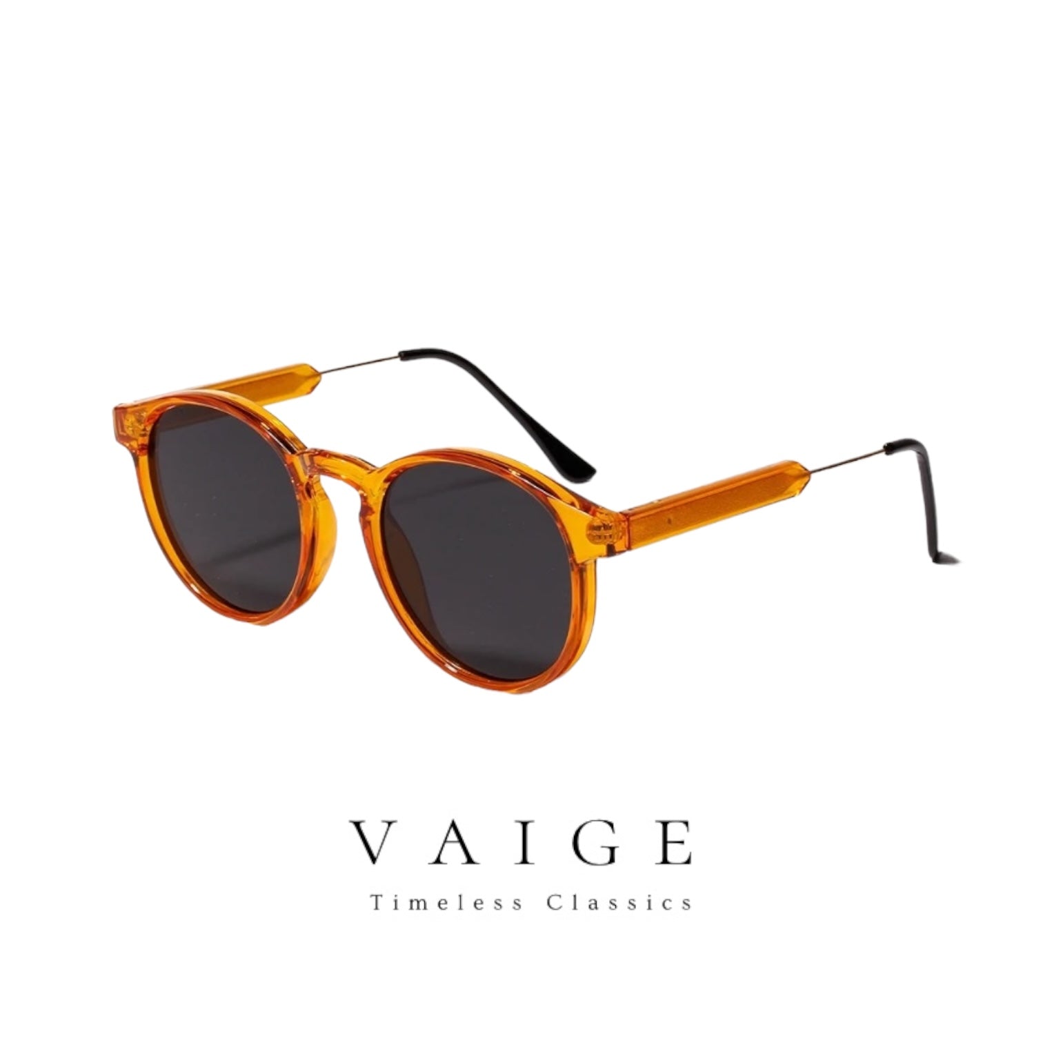 VAIGE Vintage Chic Transparent Round Sunglasses in Clear and Tortoise Shell