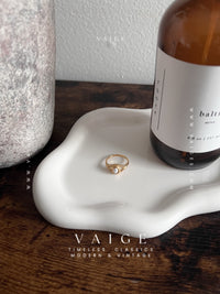 VAIGE  Gold Texture Freshwater Pearl Ring Stainless Steel