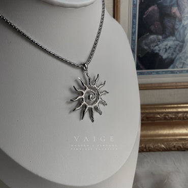 VAIGE Stainless Steel Sun Drop Necklace & Hoop Earrings Set