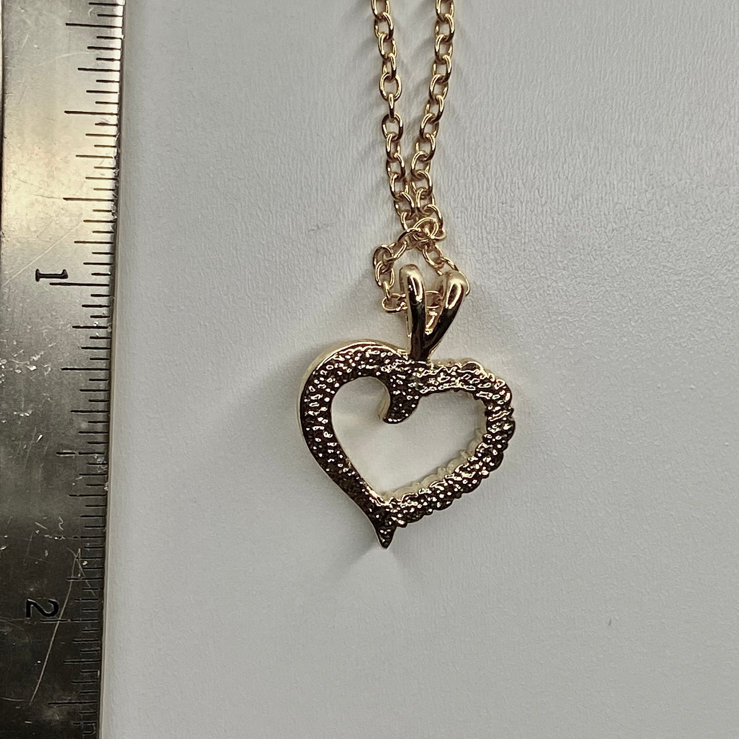 gold heart zircon   pendant necklace • 16-18in — Vintage Collection • only 1 available • View all photos; item is thrifted/vintage and may show flaws.