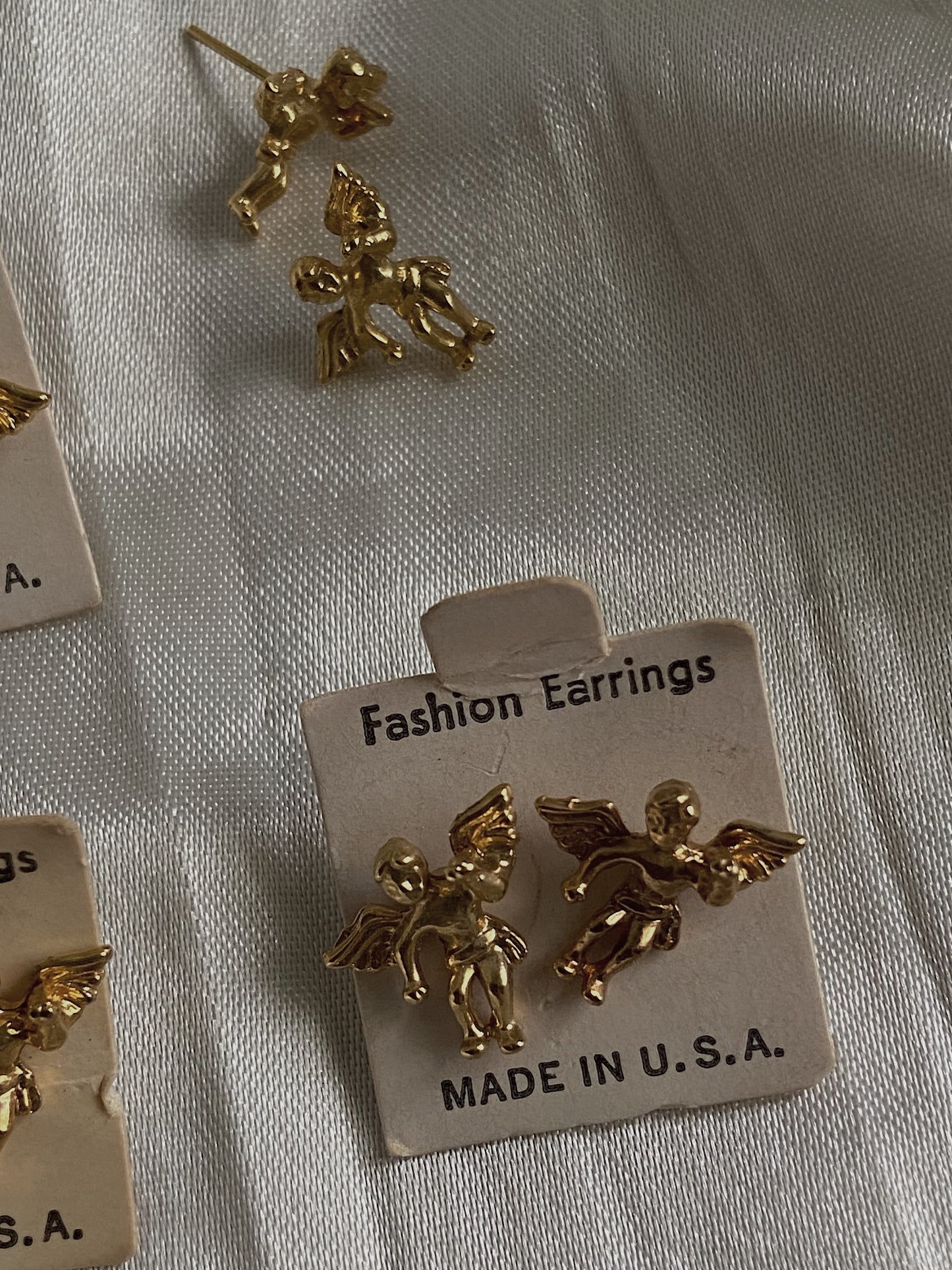 Limited edition ( only 5 available ) vintage 90s made in USA cherub gold cute earrings