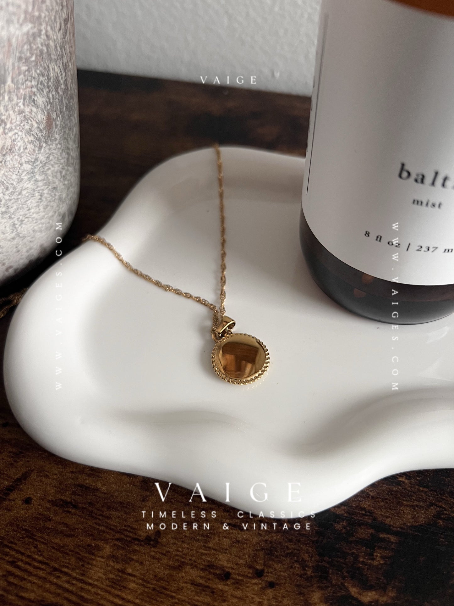 VAIGE Stainless Steel Angel Cherub Coin Necklace Gold