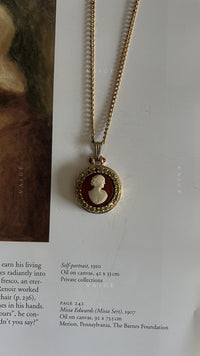 Vintage gemstone cameo lady necklace