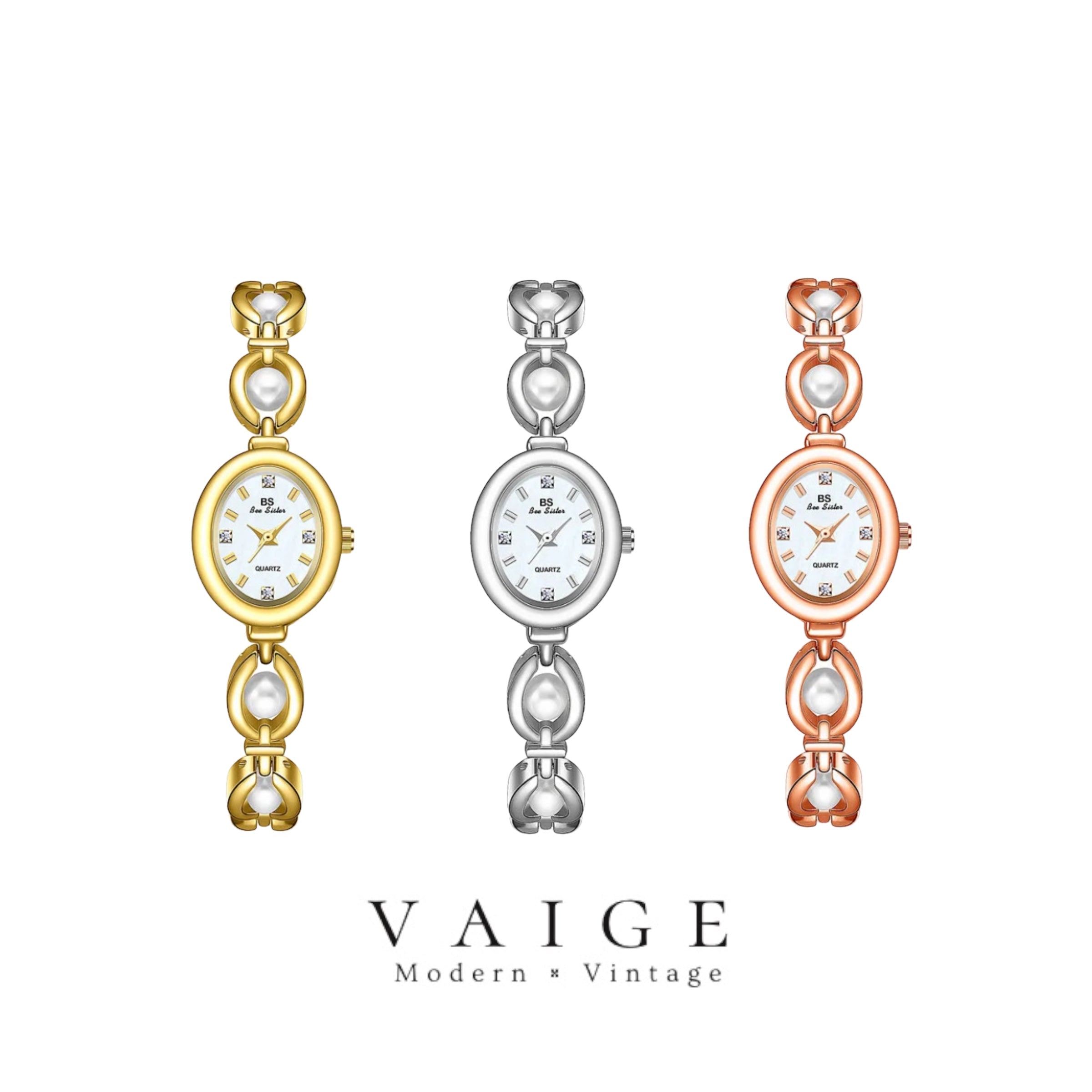 VAIGE Louisa Pearl Luxe Collection: Gold, Silver & White Gold Timepieces