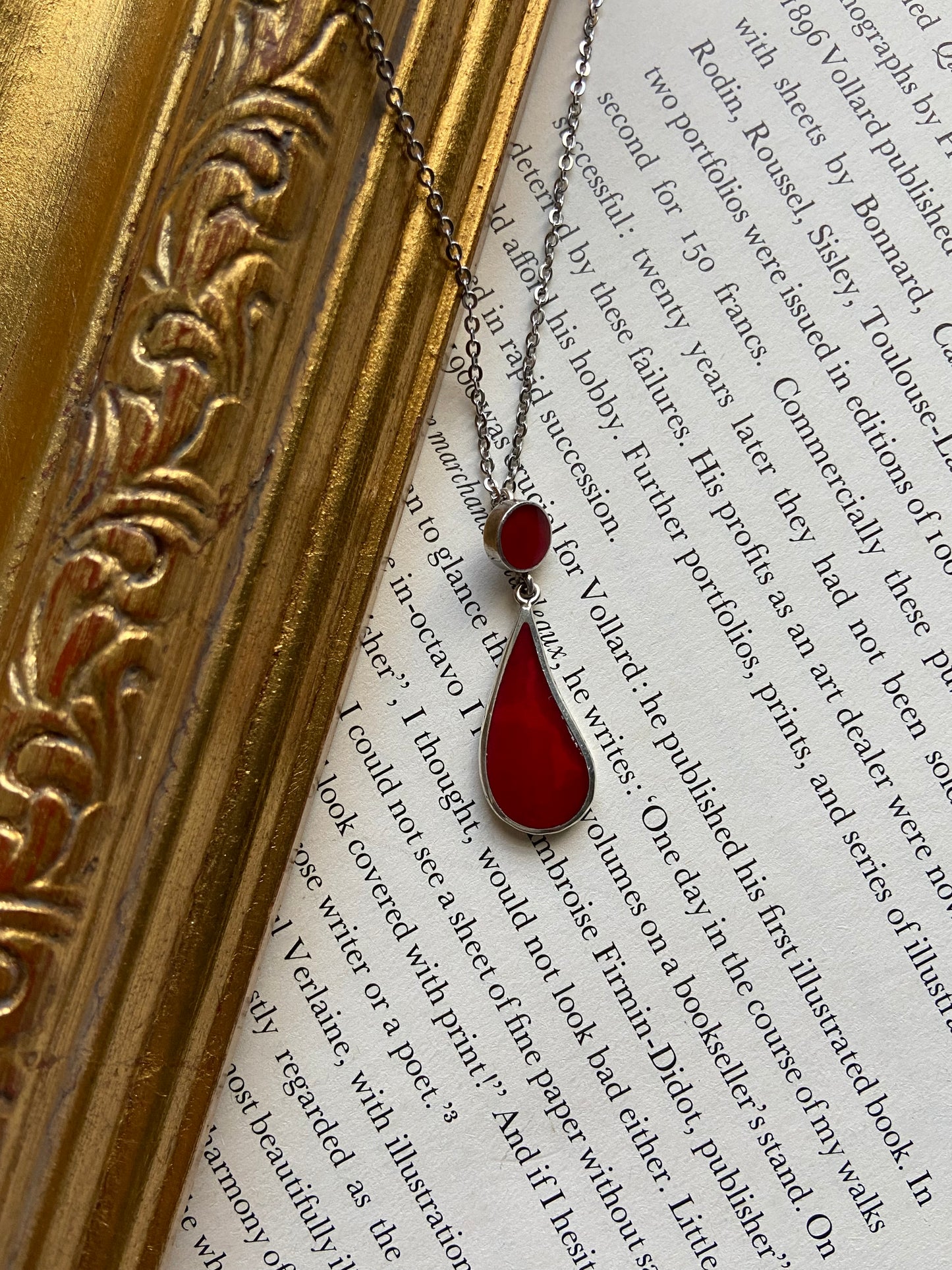 One-of-one | .925 sterling red teardrop stainless steel Necklace