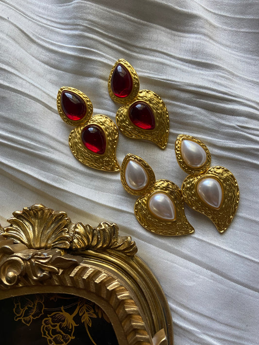 Large Teardrop Heart Gold Earrings