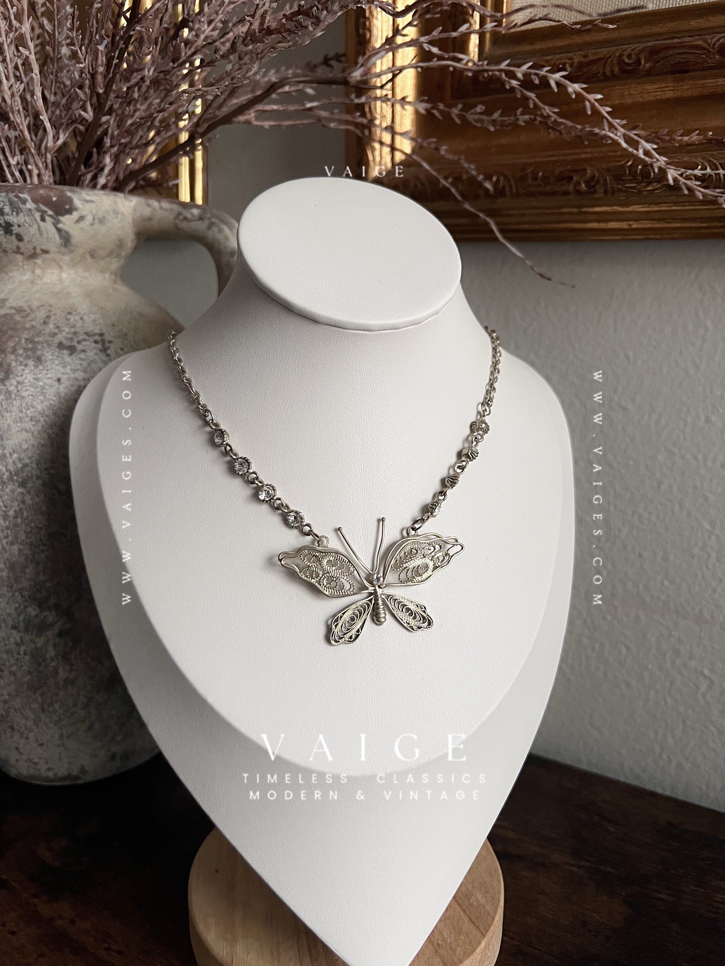 VAIGE One Of One |  Vintage Silver Butterfly Necklace