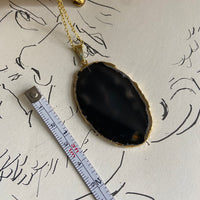 gold black flower painted pendant   necklace • 18in — Vivian Vintage Collection • only 1 available • View all photos; item is thrifted/vintage and may show flaws: (  )