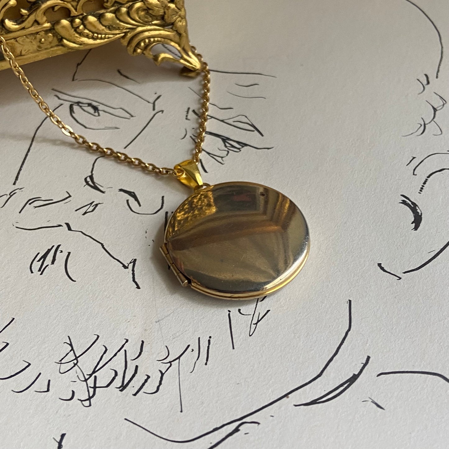 gold locket   necklace • 18in — Vivian Vintage Collection • only 1 available • View all photos; item is thrifted/vintage and may show flaws: (  )