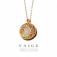 VAIGE Radiant Enamel Flower Pendant Necklace in Multi-Color .925 Sterling Silver