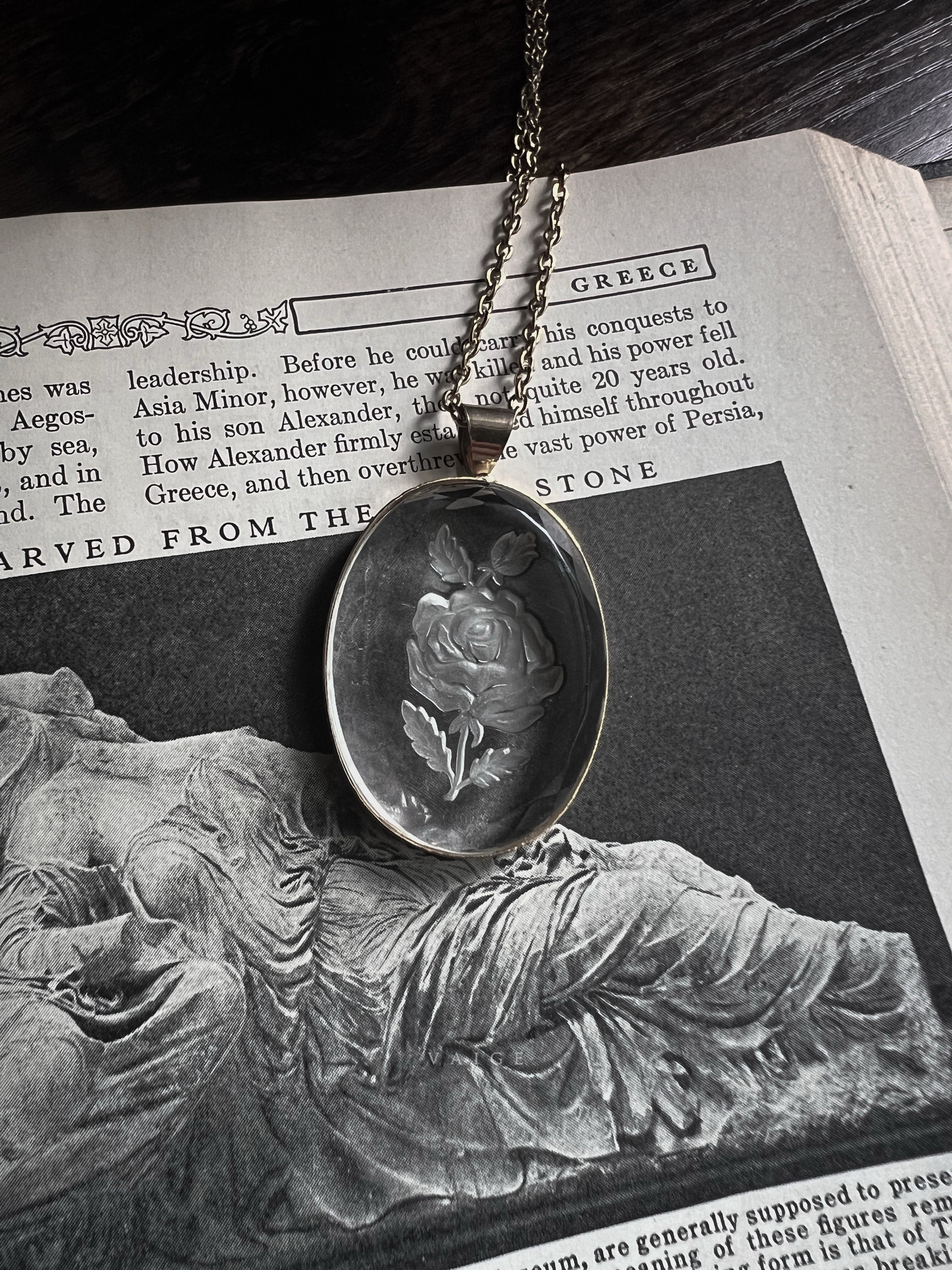 VAIGE One of One |  Vintage Intaglio Rose Necklace