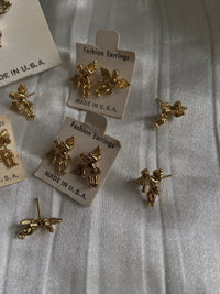 Limited edition ( only 5 available ) vintage 90s made in USA cherub gold cute earrings