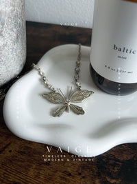 VAIGE One Of One |  Vintage Silver Butterfly Necklace