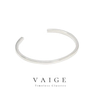 VAIGE Elegant Silver Smooth Cuff Bracelet