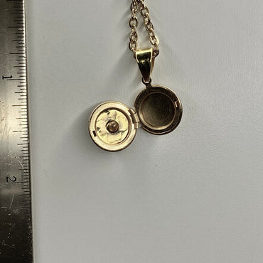 gold mini flower locket  pendant necklace • 16-18in — Vintage Collection • only 1 available • View all photos; item is thrifted/vintage and may show flaws.