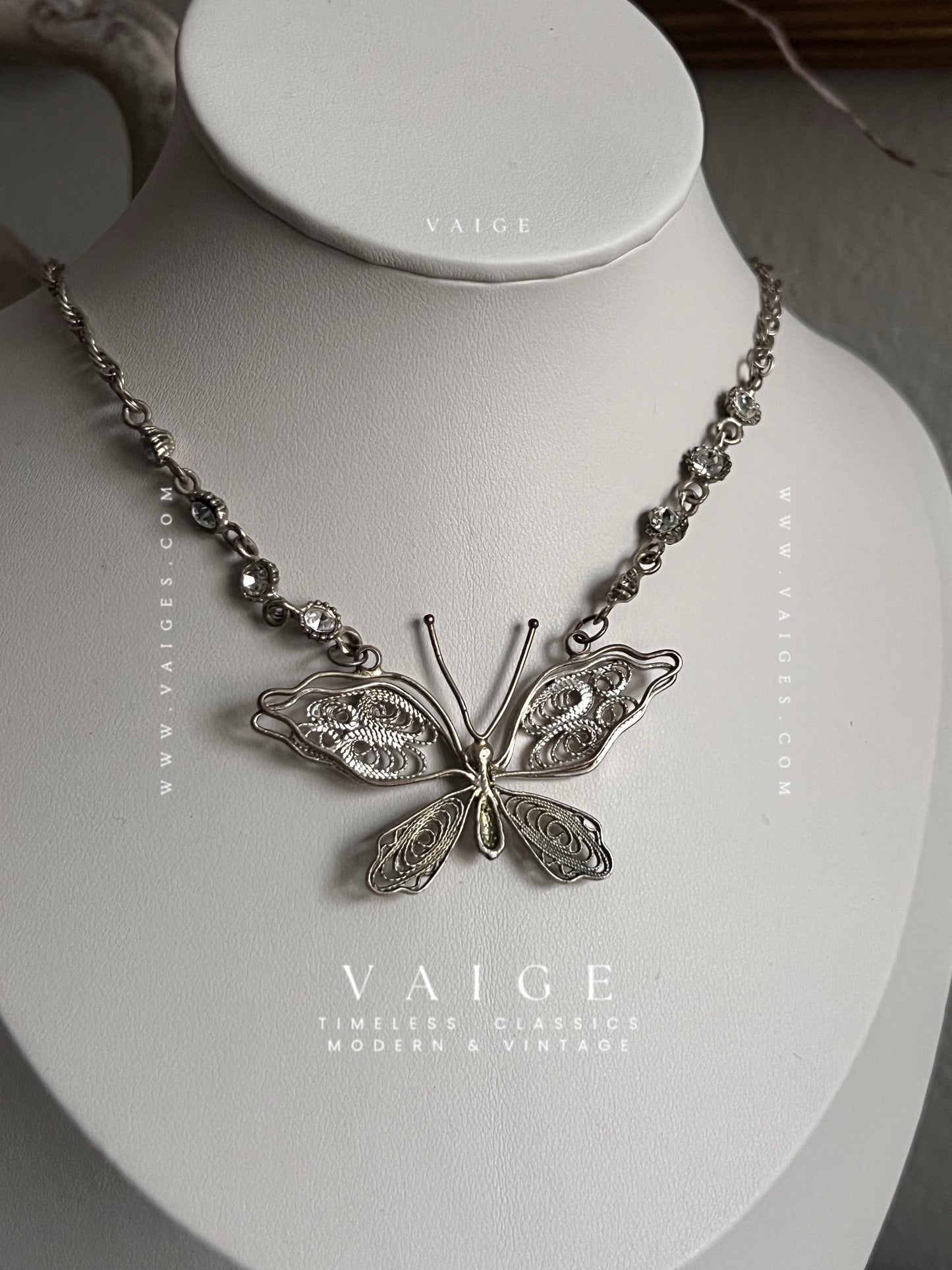 VAIGE One Of One |  Vintage Silver Butterfly Necklace