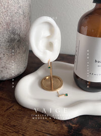 VAIGE 925 Sterling Silver Emerald Green Square Zircon Pearl Stud Earrings