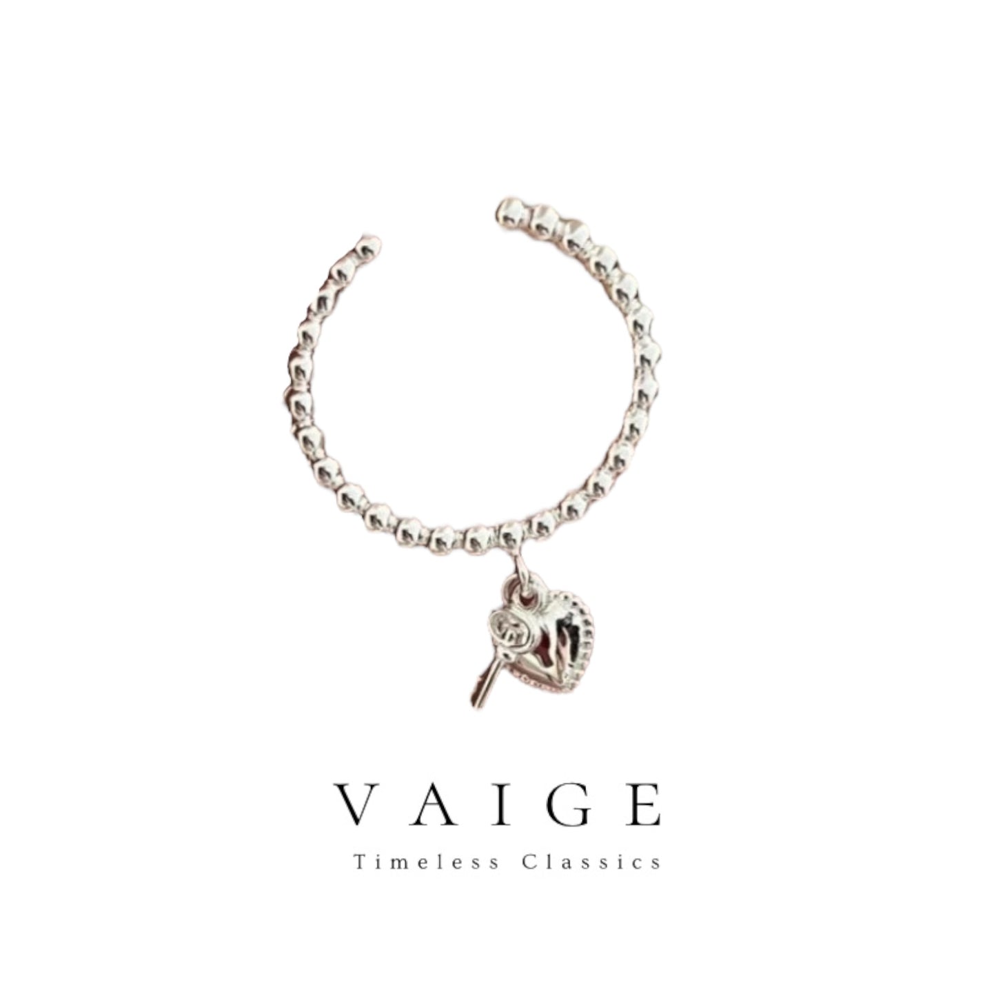 VAIGE Elegant Silver Heart Key Ring