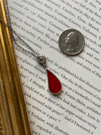 One-of-one | .925 sterling red teardrop stainless steel Necklace