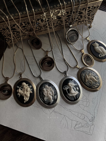 VAIGE Fairy on Flower Cameo Silver Necklace