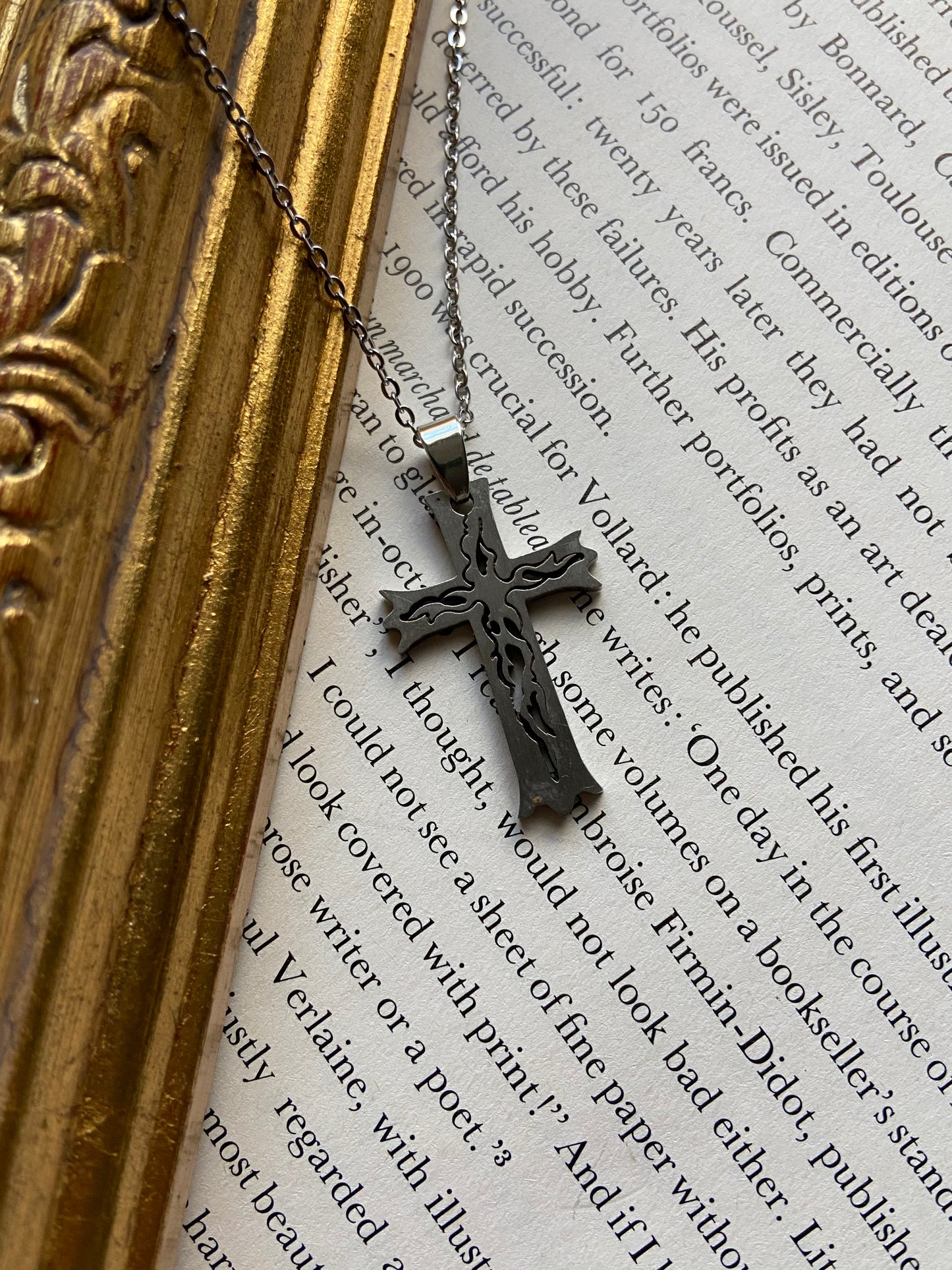 One-of-one | stainless steel carved cross Necklace