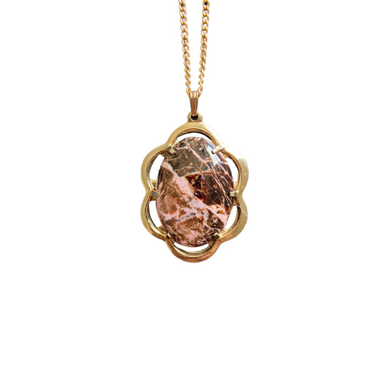 One-of-one | gold flower stone necklace