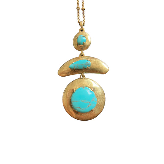 One-of-one | turquoise triple layer gold necklace