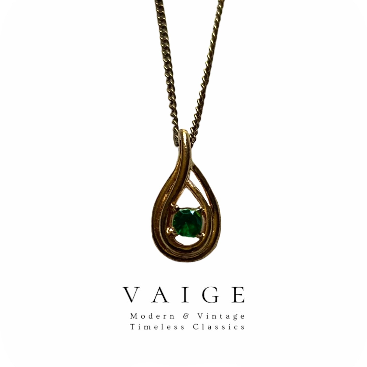 One-of-one | beautiful green zircon pendant gold Necklace 18”