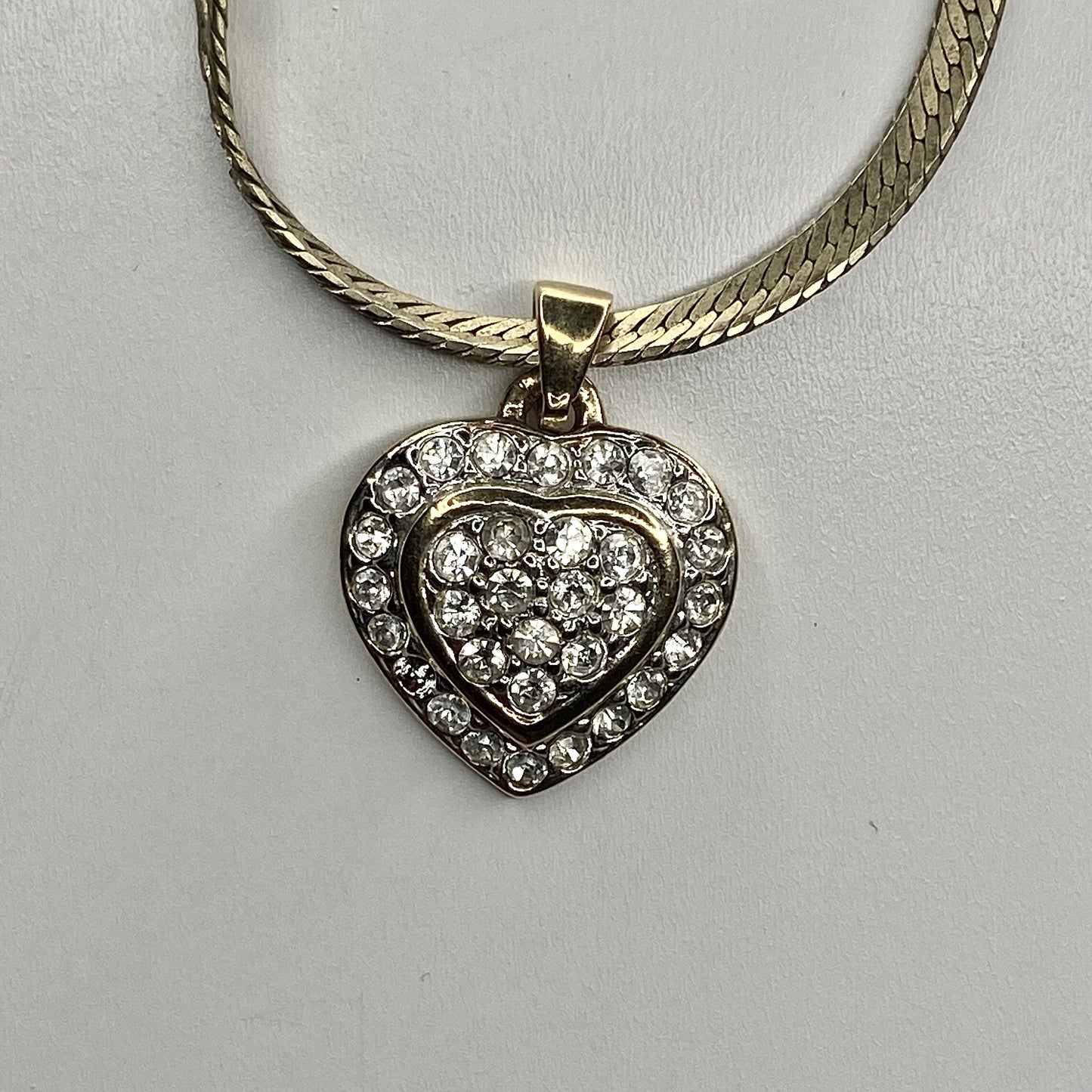 gold zircon heart   pendant necklace • 18in — Vintage Collection • only 1 available • View all photos; item is thrifted/vintage and may show flaws.