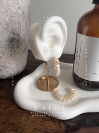 VAIGE  Baroque Pearl C Shaped  Open Hoop Earrings