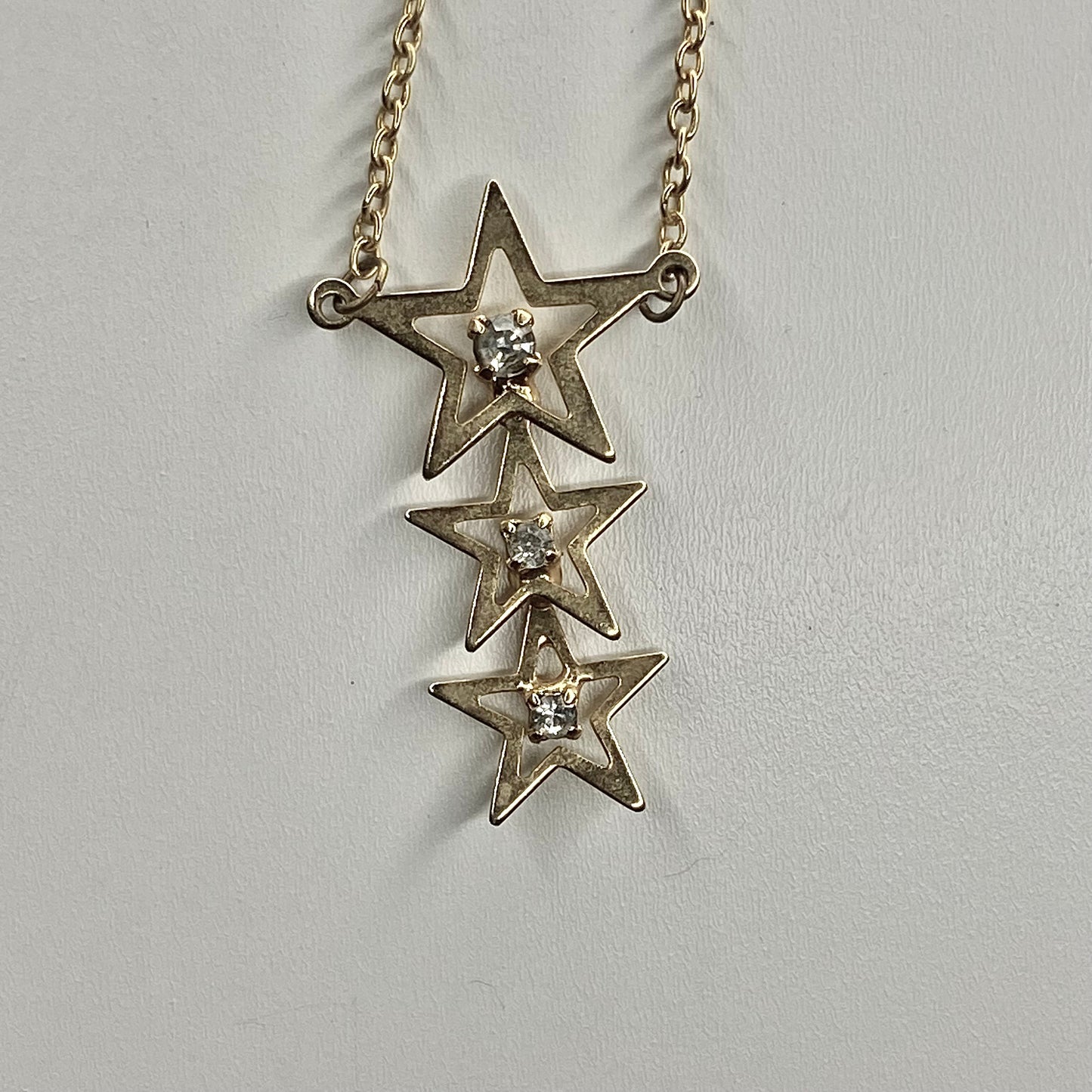 gold triple star zircon   pendant necklace • 16-18in — Vintage Collection • only 1 available • View all photos; item is thrifted/vintage and may show flaws.