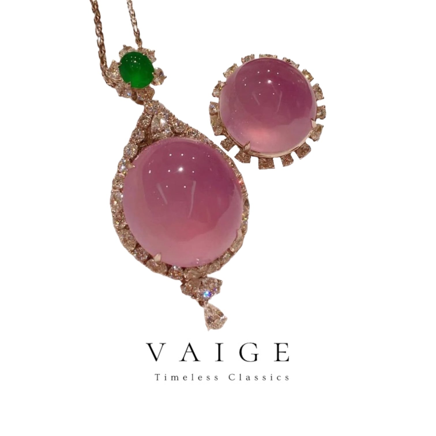 Natural Ice seed Jade  Violet  Large Jewelry Sets  Necklace Ring