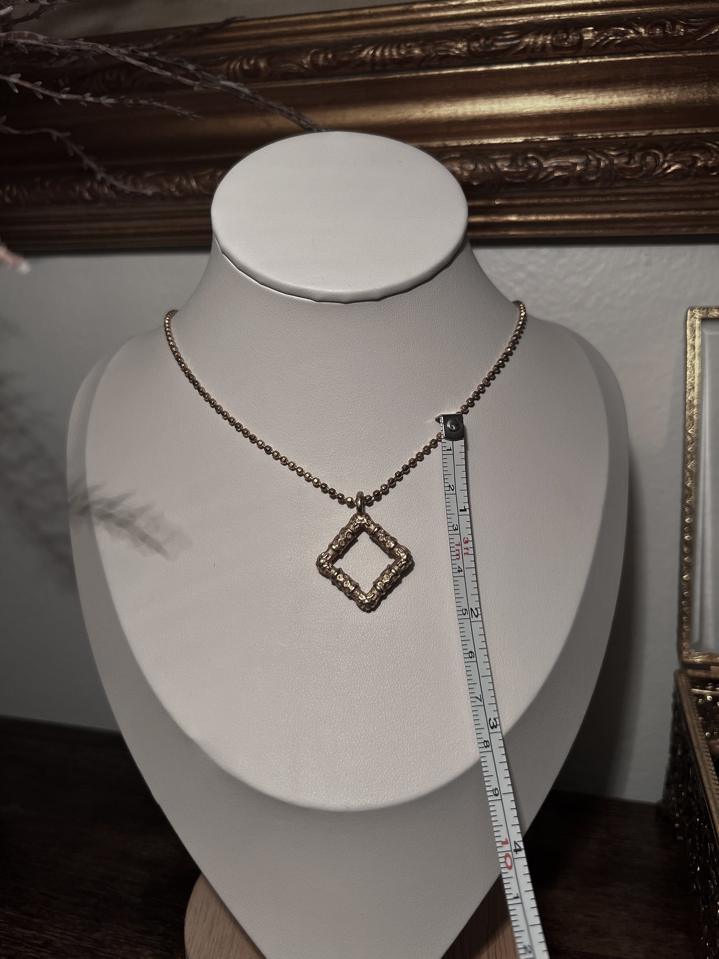 Vintage square gold necklace