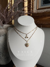 VAIGE Cherry Heart Pendant Necklace Gold Stainless Steel