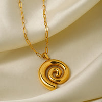 VAIGE Elegant Gold Spiral Circle Pendant Necklace in Stainless Steel