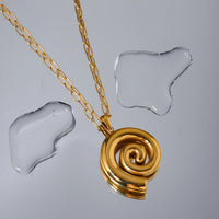 VAIGE Elegant Gold Spiral Circle Pendant Necklace in Stainless Steel