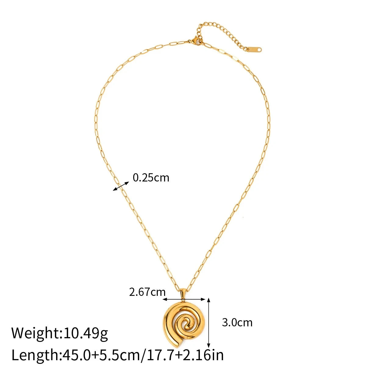 VAIGE Elegant Gold Spiral Circle Pendant Necklace in Stainless Steel