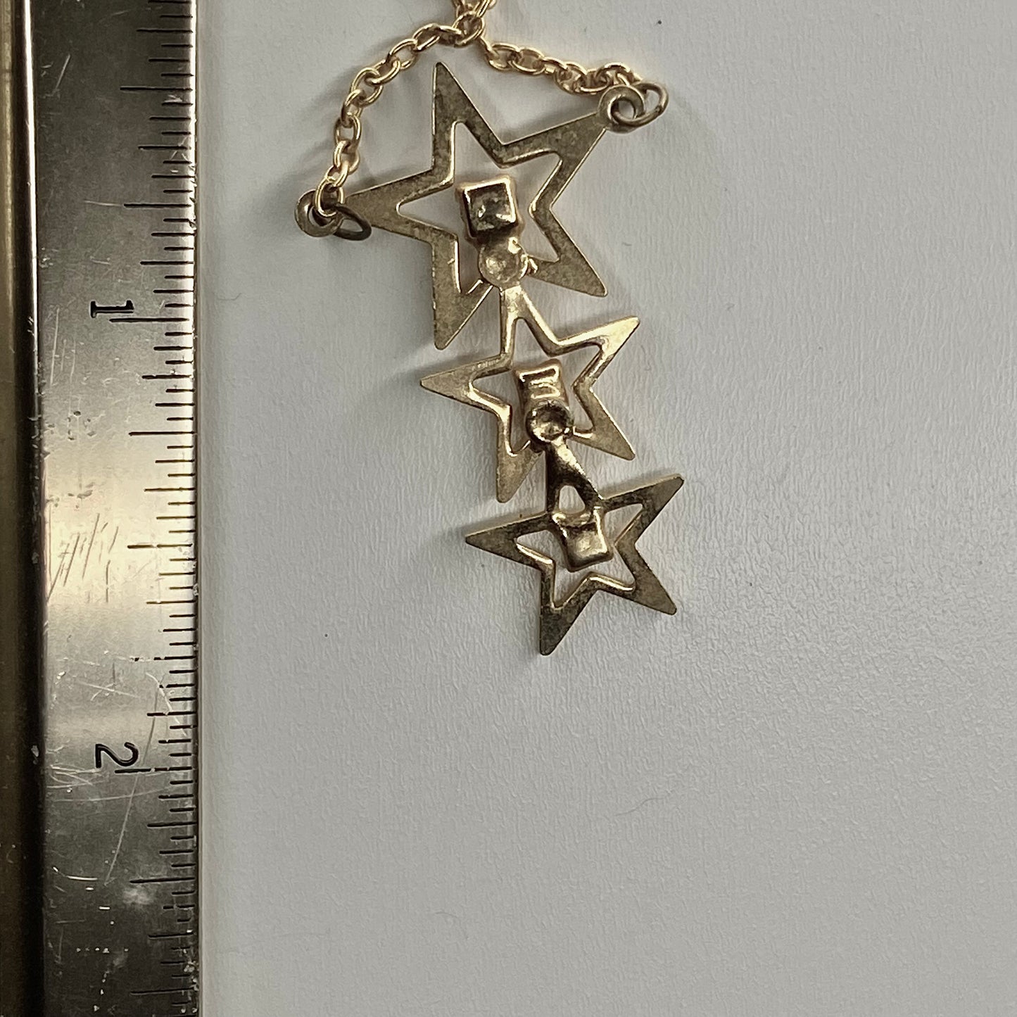 gold triple star zircon   pendant necklace • 16-18in — Vintage Collection • only 1 available • View all photos; item is thrifted/vintage and may show flaws.